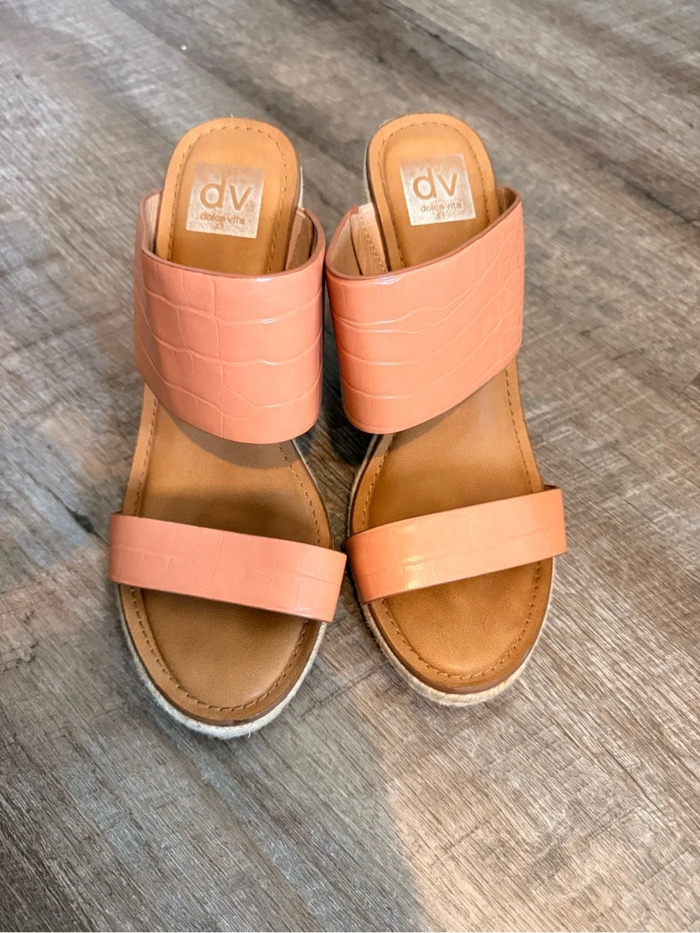 Dolce Vita Lotty Pink Crocodile Espadrille Wedge